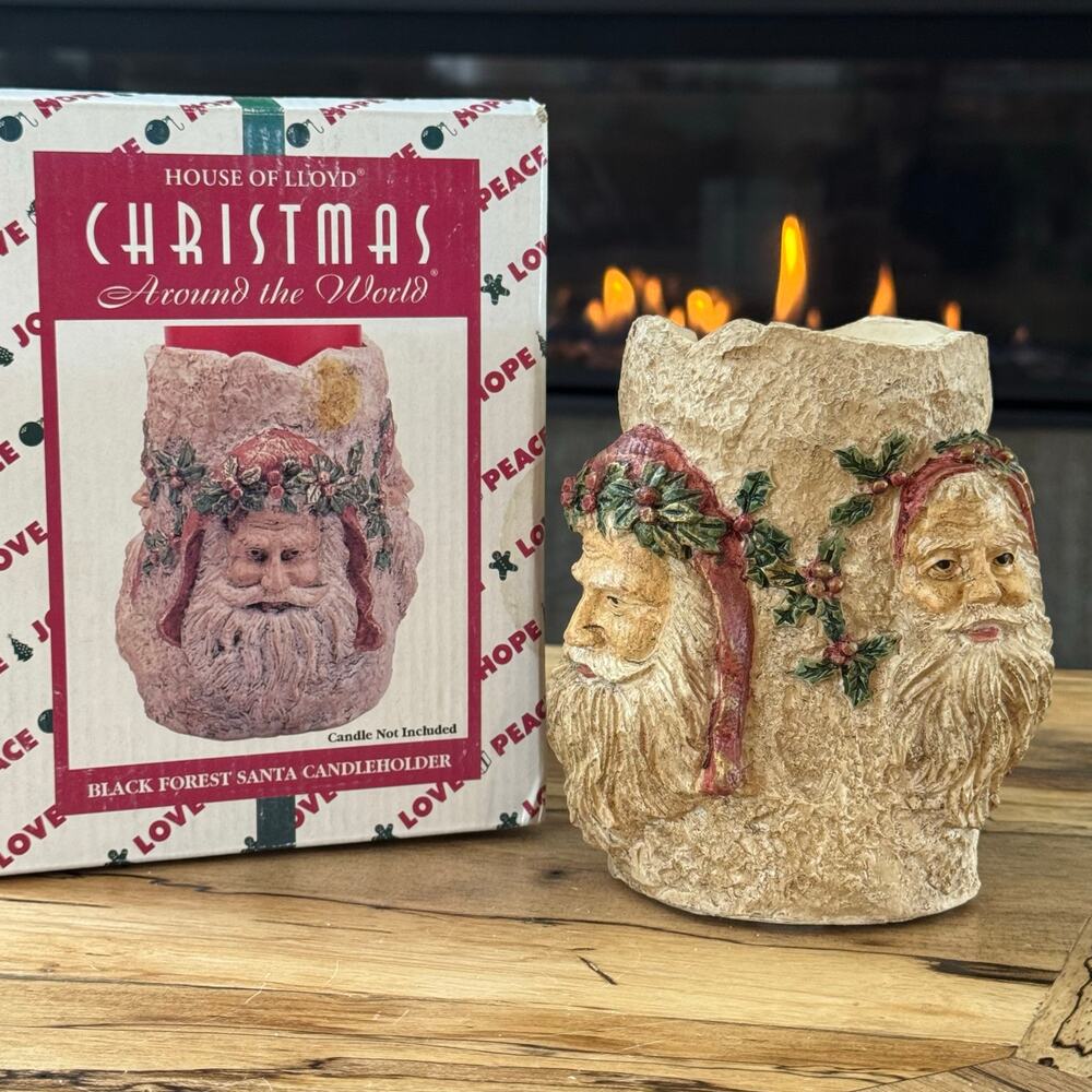Vintage 1995 House of Lloyd Black Forest Santa Candle Holder, Christmas